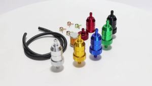 sapid Motorcycle Scooter ATV Universal 8mm Petrol Gas Fuel Filter Kit With Oil Hose Clips Reusable Washable Fuel Filter Element 9P7B6