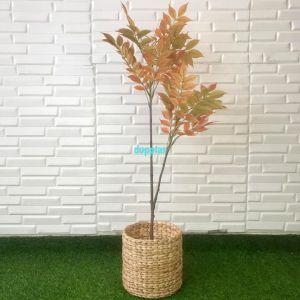 Pohon Artificial Daun Willow X2 Merah & Hijau Semilatex Cover Pot Eceng Gondok Dekorasi Studio Aesthetic