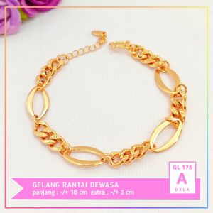 Cute Jewelry Gelang Dewasa Gelang Jurai Terbaru Perhiasan Wanita Lapis Emas Imitasi 18k GL 176