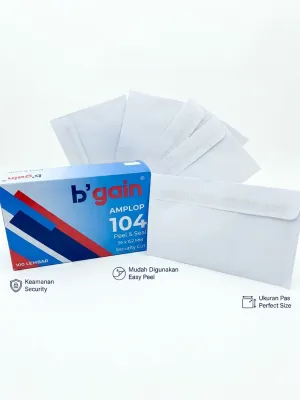 SQUEEZY Amplop Putih No. 104 GRANDIA 95x152mm BGain | Amplop Surat 1 Box Isi 100 Pcs | GR104-P