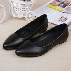 [Free Shipping] Low-Heeled 3Cm Stiletto Heels Pointed-Toe Low-Heeled Shoes Suitable For Students And Young Women Black Versatile Mid-Heel Flats
