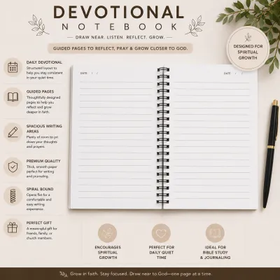 PNG Devotional Notebook Bible Study Journal Christian Prayer and Scripture Reflection Notebook Spiral Bound Faith Journal