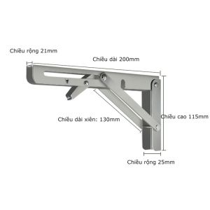 Bộ 2 bản lề gập thông minh chữ K chất liệu inox - Giá đỡke đỡ gập chịu lực 85kg-Chiều dài 20 đến 35cm-HAUSE