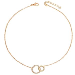 Womens Sturdy Brass Necklace Fashion Thin Chain Minimalist Double Round Pendant Dainty Accessory Daily Use