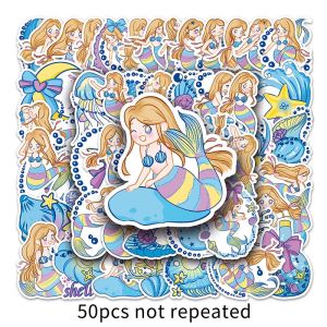 50pcs Hồng Kawaii Nàng Tiên Cá Nhãn dán dễ thương ván trượt máy tính xách tay tủ lạnh điện thoại di động Guitar hành lý nhãn dán Đề-can trẻ em Đồ chơi