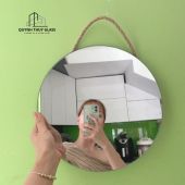 Gương tròn 30cm treo dây đay dáng Decor Hàn Quốc