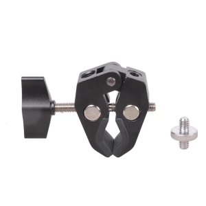Aluminum Camera Mount Clamp With 1/4 3/8 Threaded Holes For Microphone Action Camera Tripod Accessories