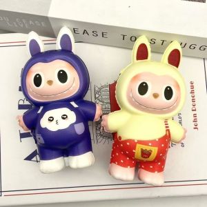 Labubu Stress Relief Toy Soft Plush Doll Desktop Ornament Claw Machine Toy Decompression Rebound Toy Kindergarten Kids Reward Prize Gift