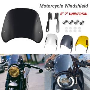 Motorcycle Windshield 5-7 Universal Windscreen with Mount Bracket Fit Honda Yamaha Motorcycle