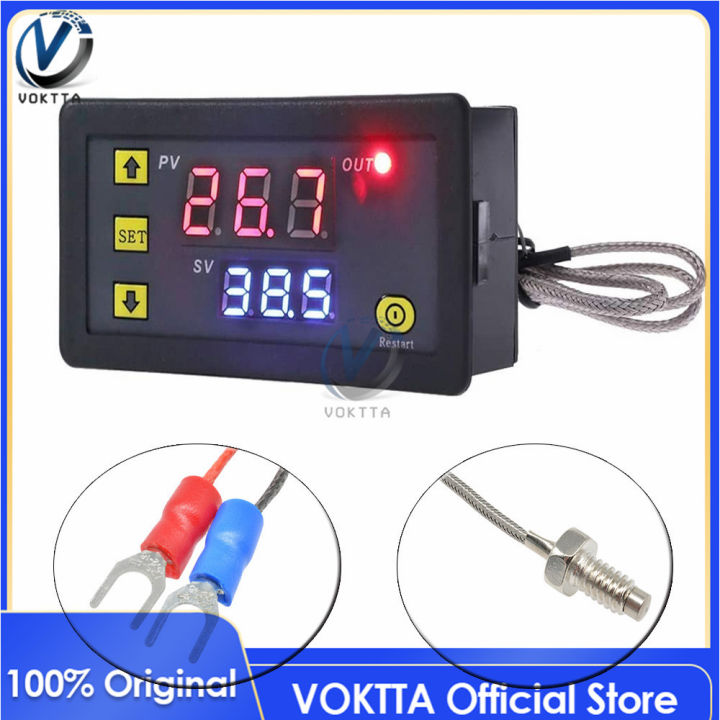 Original VOKTTA DC 5V 12V 24V AC 220V Digital Display Temperature Controller K Type Thermocouple