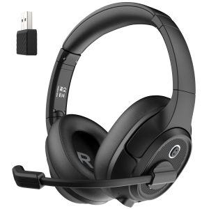 EKSA H6 Wireless Headphones Bluetooth 5.0 Headset with USB Dongle ENC Call Noise Cancelling Mic 30H Playtime For Office Computer