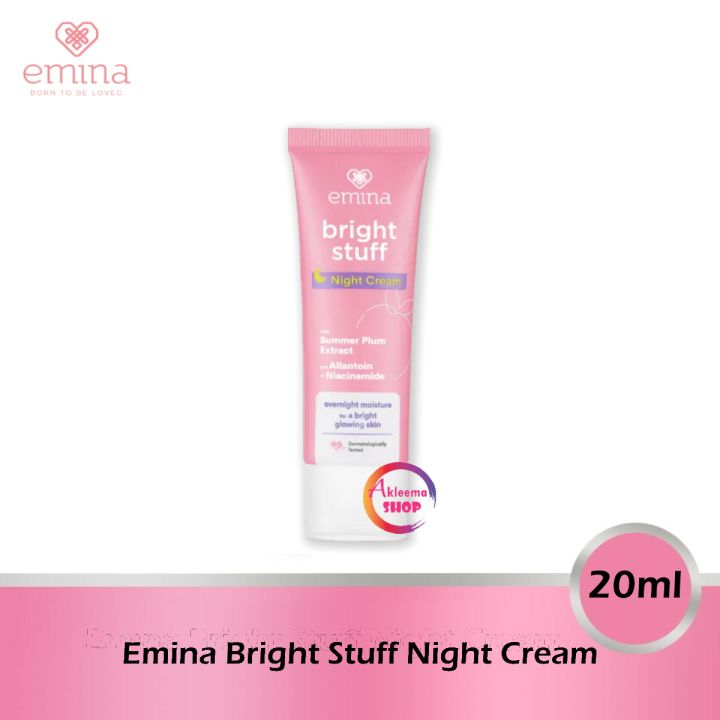 Emina Bright Stuff Night Cream 20ml Pelembab Wajah Malam Hari Cerah