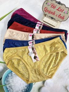 Combo 10 quần lót nữ thông hơi gấm lạnh phối ren chữ cao cấp (loại 1) Size :45 - 55 Kg (204_2) - Đồ Lót Quỳnh Anh
