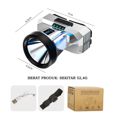 Headlamp Multifungsi / Headlamp Senter Kepala Mini Dilengkapi 3 Mode Cahaya Lampu LED Free Kabel Usb Tipe Micro-ST102
