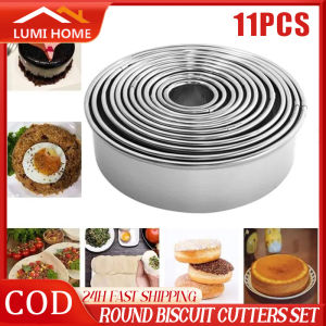 11pcs Biscuit Cutters Set Round Cookie Cutter Stainless Steel Pancake Mold Dumpling Wrapper Mold Biscuit Mold English Muffin Ring