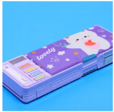 Kotak Pensil Anak Multifungsi dengan Kalender & Penyimpanan Serbaguna - Desain Kartun Lucu