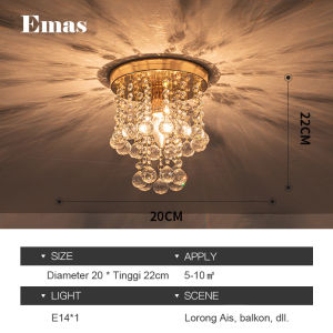 ✨Rusak bisa diganti✨Luxury Modern E14 Crystal LED Ceiling Light Lampu Hiasan Siling Kristal Liontin Lampu Gantung dengan Emas XY