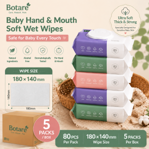 Botare wet wipes facial tissues 5 Packs 80pcs Thick Kitchen Wipes Cleaning Wipes Multifunctional Strong Decontamination Degreasing Wet Tissue Baby wipes are soft and do not harm the skin