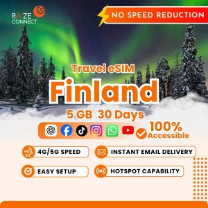 Finland eSIM | 5-20GB High Speed | 30 Days Data Plan | Raize Connect