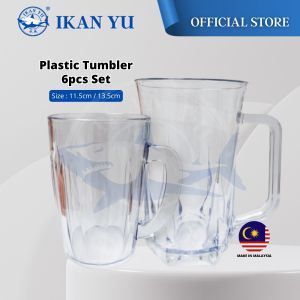 Yu Premium Plastic Tumbler Set with Handle - 6pcs 11oz/16oz Durable Drinking Mugs