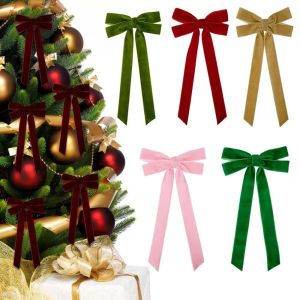 KENJE Creative Bowknot Pendant Bowknot DIY Xmas Tree Ornament  Velvet Christmas Supplies  Year