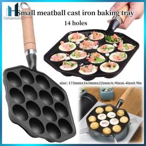 【Homelements】14 Holes Takoyaki Grill Pan Plate Non Stick Baking Forms Mold Pan Octopus Ball Plate Home Cooking Baking Forms Mold Tray