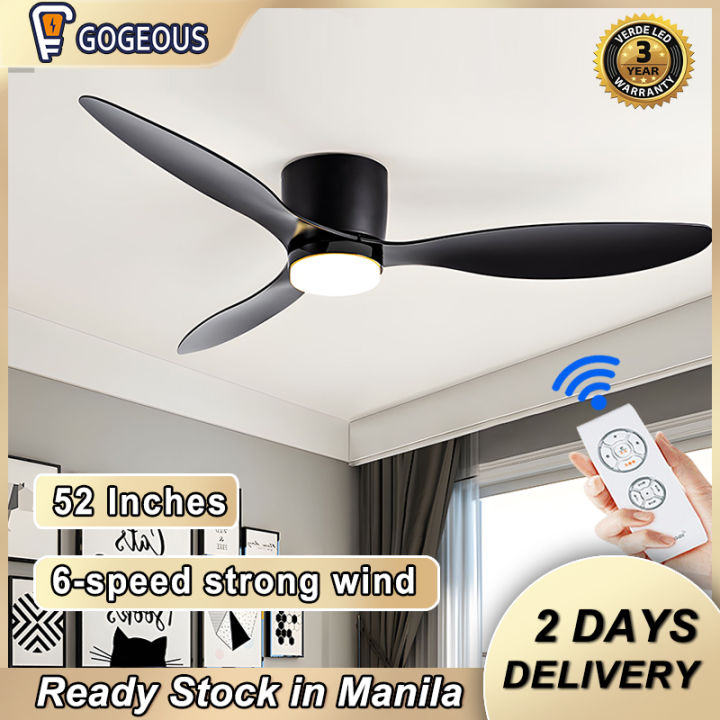 GOGEOUS Industrial Ceiling Fan With Light with Remote Control Nordic ...