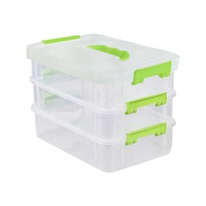 MILDPETAL Di động Hộp bút Trong suốt Nhiều lớp Hộp lưu trữ Cọ vẽ Có thể xếp chồng Hộp nhựa Trường học