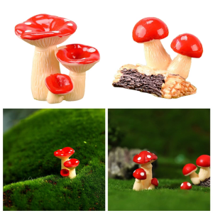 Miniature Resin Mushroom Figurine Mini Resin Statues Ornaments Crafts for Home Garden Lawn Decoration