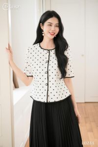 Áo khoác kiểu thiết kế lịch sự hiện đại chất liệu Tweed cao cấp AK5L0244 Thương hiệu Thiều Hoa