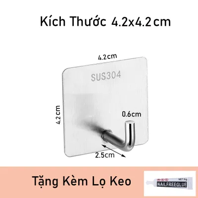 Combo 5 Móc dán tường chịu lực inox 304 móc treo tường siêu dính treo đồ đa năng không cần khoan