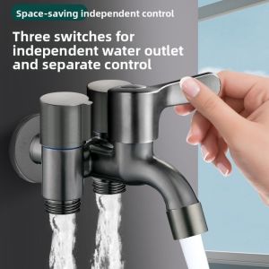 VERMILL Dual Control Three Tap Faucet Multifunction Double Outlet Three Way Water Tap  Flushing Spray Diverter Tap Bathroom