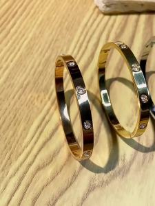 LZD  No Fading 18k Rose Gold Full Diamond Buckle Bracelet Korean Style New Personalized Bracelet Internet Celebrity High Sense Hand Jewelry