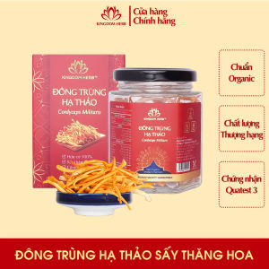 Nấm đông trùng hạ thảo Kingdom Herb chính hãng hữu cơ hộp 5 gram đông trùng hạ thảo sấy thăng hoa thượng hạng