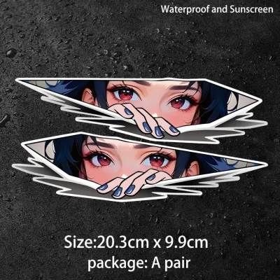 1Pair Anime Girl Eyes Motorbike Stickers Waterproof Scratch Resistant for Car Motorcycle Decor