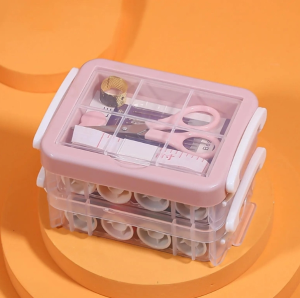 Little.Daisy98 ชุดเข็มด้าย อุปกรณ์เย็บผ้า แบบสามชั้น ชุดเย็บผ้าพกพาชุดกล่องเครื่องมือเย็บผ้า