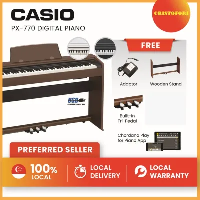 CASIO Privia PX770 Black Tri-sensor Scale Hammer Weighted Action 88 Key CASIO Digital Piano with 19 instrument tones 60 songs & 2-track MIDI recorder Casio Piano Casio keyboard ( PX-770 )