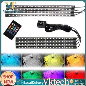 【Vktech】 72 LEDs Multicolor Music Car Strip Light with Sound Active and Remote Control RGB Neon Interior Atmosphere Lights USB Port for Truck Cars Decor