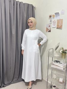 Dress Elsira Shakila Gamis Polos Remaja Dress motif lebaran terbaru 2025 viraloutfit kekinian Simple dan modis bahan jatuh