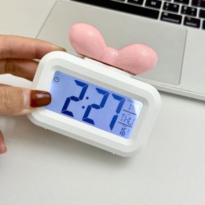 CHUN053634 Bowknot LED Digital Clock with Night Light Temperature Detection Alarm Clock Cute Multifunctional Desktop Clock Bedside Decoration