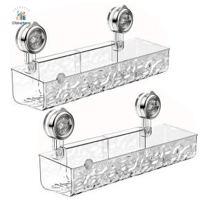 2Pcs Suction Cup Bathroom Storage Shelf Multifunctional Shower Organizer Rack Floating Shelf Bathroom Accessories