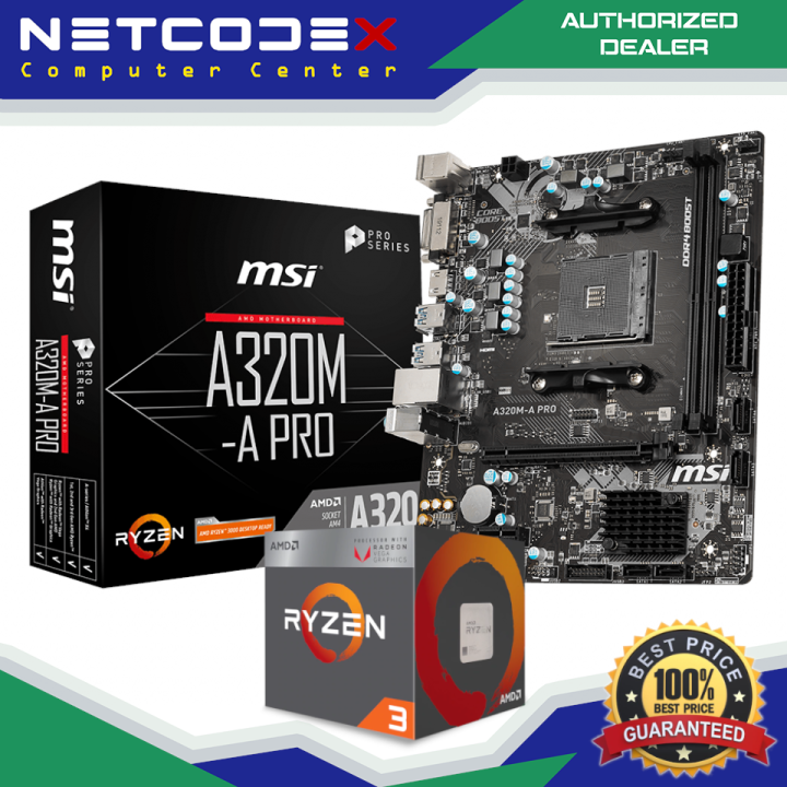 AMD Ryzen 3 2200G + MSI A320M-A PRO BUNDLE | 3.5 GHz Socket AM4  YD2200C5M4MFB Desktop Processor | A320 SATA 6Gb/s Micro ATX A320M AMD  Motherboard | Lazada PH