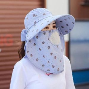 Sun Protection Hat Women Bucket Hat Straw Hat Multi Functional Outdoor Hat Integrat Neck Protection