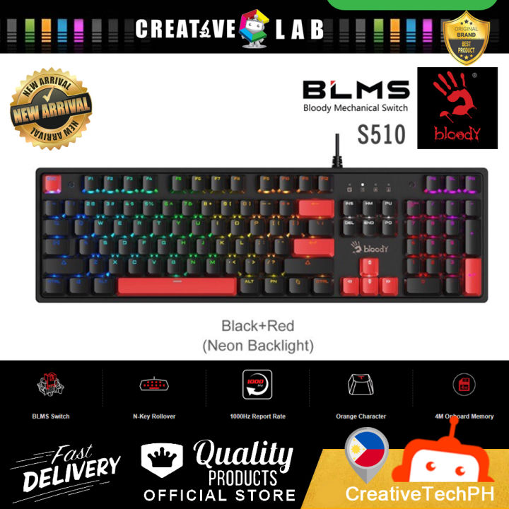 A4tech Bloody S510N mechanical Switch Neon Gaming Keyboard | Lazada PH