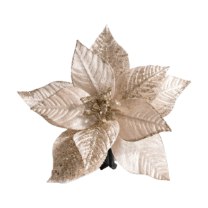 LETIGO Decorative Flower Pick Artificial Poinsettia Layered Petals Velvet Fabric Artificial Christmas Flower Glitter Edged Petals Christmas Flower Pick Christmas Tree Decorating