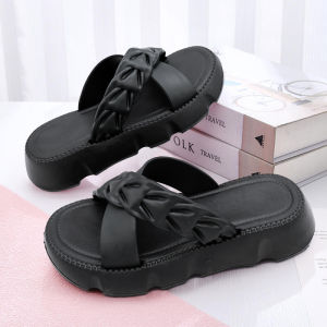LAYTENY Sandal Wanita Kekinian Tinggi Empuk Sandal Fuji Wanita Wedges Korea Sandal Jelly Wanita Lace-up