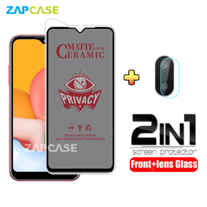 PAKET 2in1 Anti Gores Layar Privacy Samsung A01M01 Free Tempered Glass Camera Lens