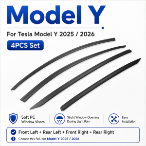 Tesla Model Y/YL Soft PC Window Visors 4PCS Set Slight Window Opening During Light Rain PC Material Flexible & Durable Vehicle Specific Options Easy Installation Full-Coverage Extended Style
