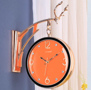 Minimalist Nordic Series Double side Wall Clock New Hot Sale Home Living Room Simple and Fashion Mute Clock Creative Vintage Art Decorations 37.5*49CM