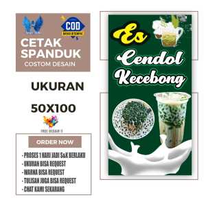 Cetak Spanduk Banner ES CENDOL KECEBONG Ukuran 50X100 Costom Desain